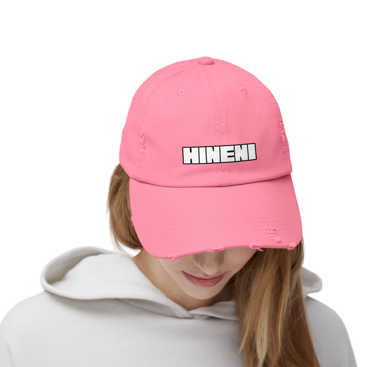 Hineni (Hebrew for "here I am")  Distressed Cap with 'Hineni' | Casual Streetwear Hat, Daily Accessory, Gift for Him/Her, Trendy Cap