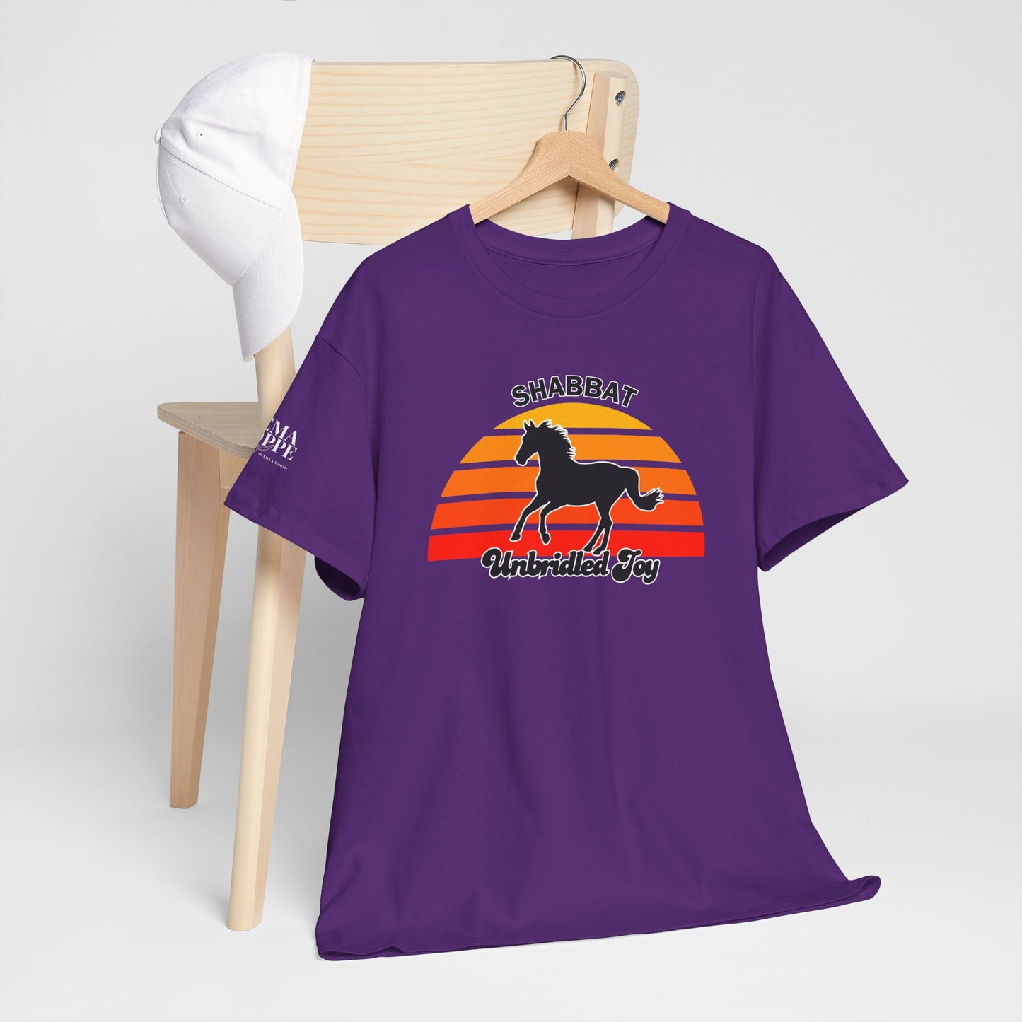 Shabbat Unbridled Joy Tee — Retro Horse Sabbath Sunset T‑Shirt