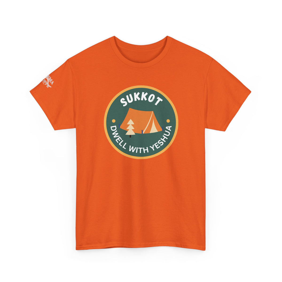 Sukkot Camping Tee — “Dwell With Yeshua” Biblical Feast T‑Shirt