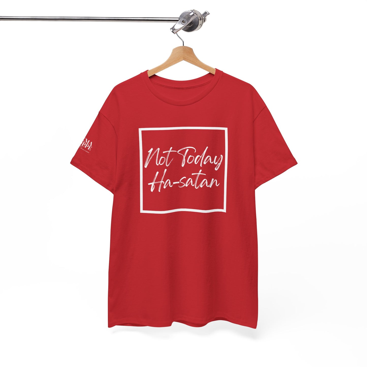 "Not Today Ha-satan" Cotton Tee Minimal Script Graphic Tee