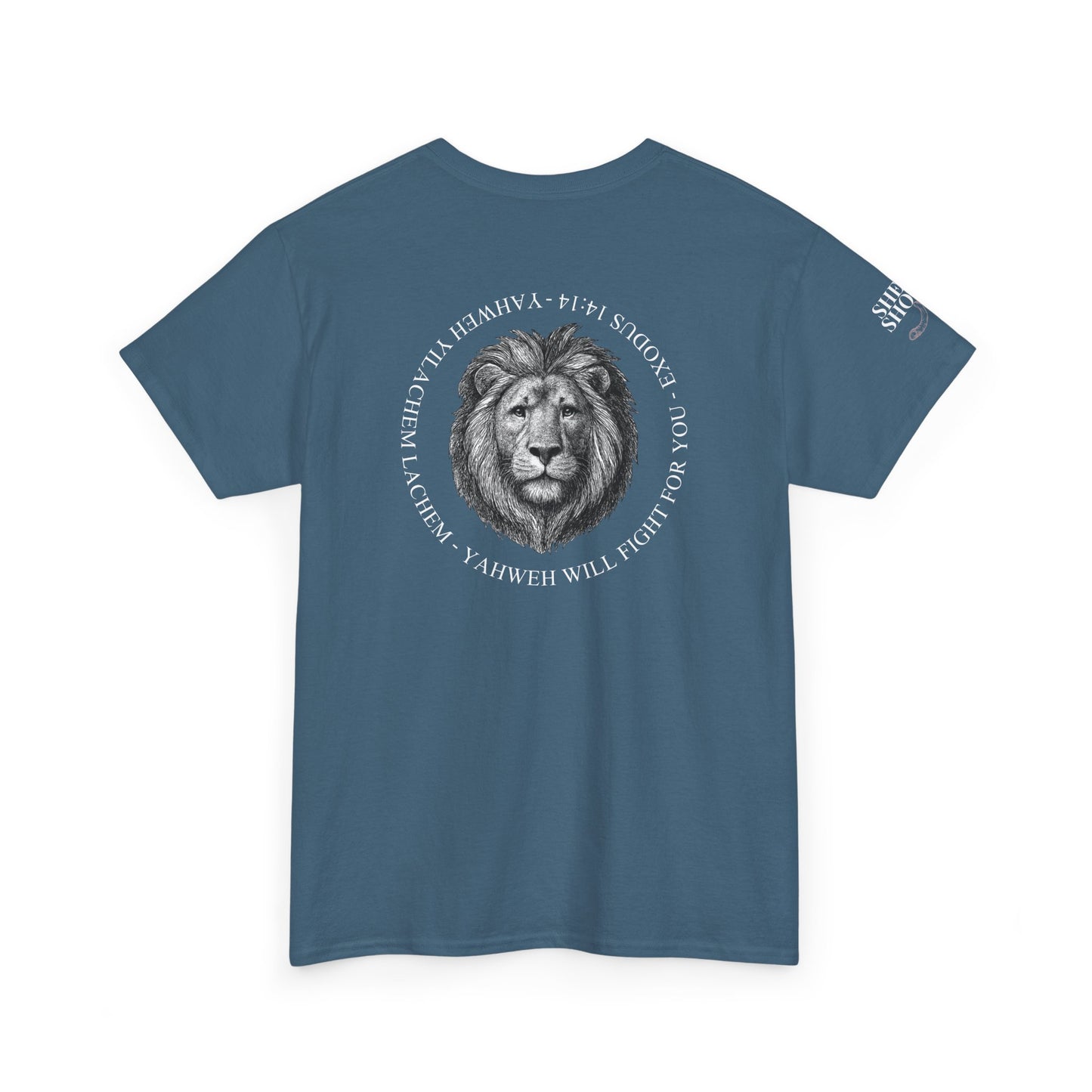 Hebrew Lion Tee — "Yahweh Yilachem Lachem" Inspirational Scripture Shirt Exodus 14:14