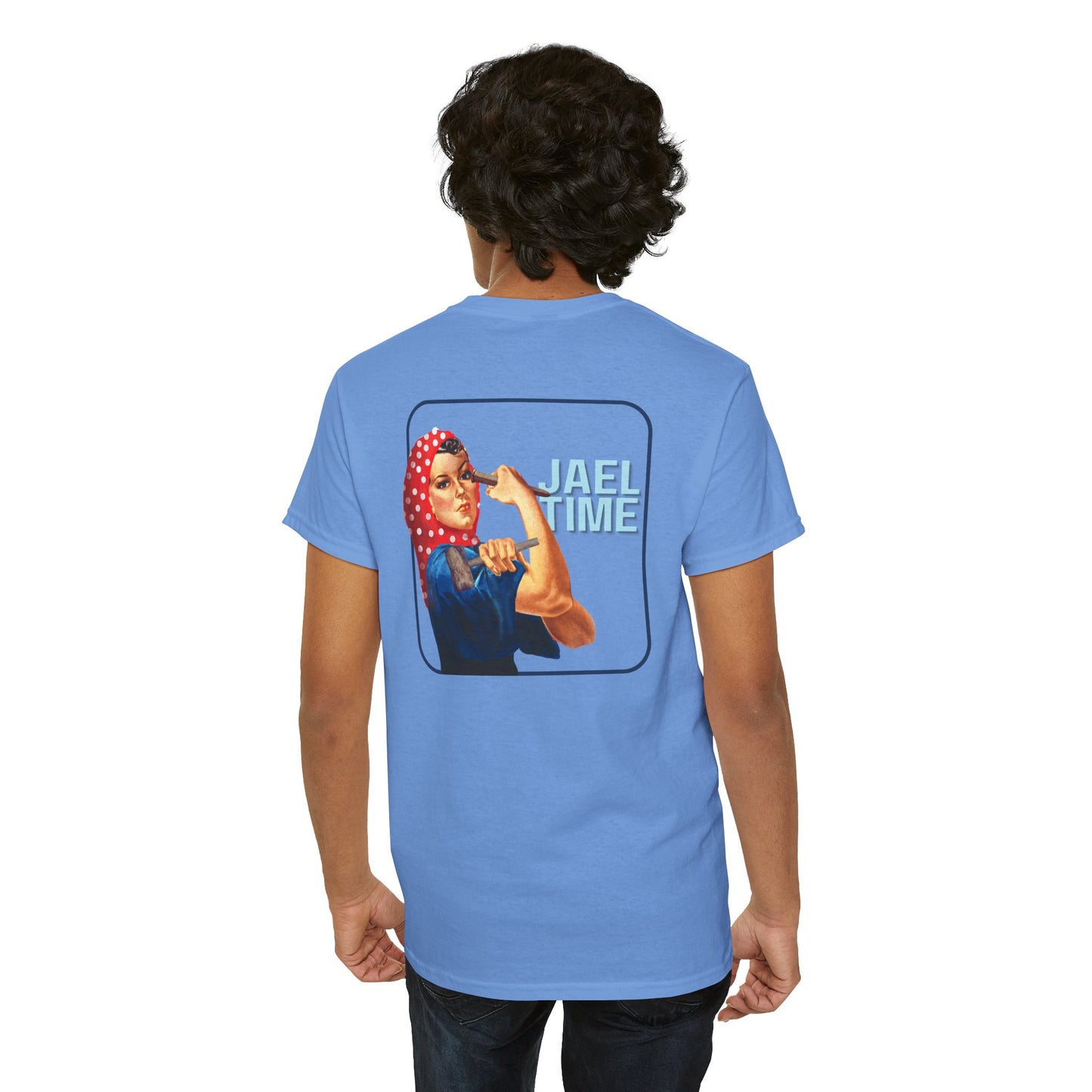 'Jael Time' Humorous Bible Story T-Shirt with Tent Peg and Hammer Design Cotton Tee