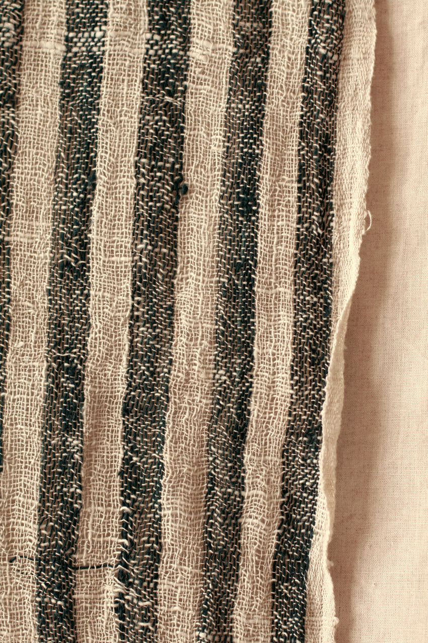 Hand-loomed Raw Cotton Scarf, in Black