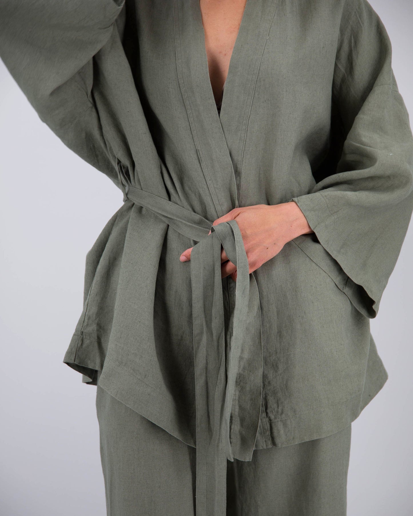 Linen Kimono Sleepwear Set