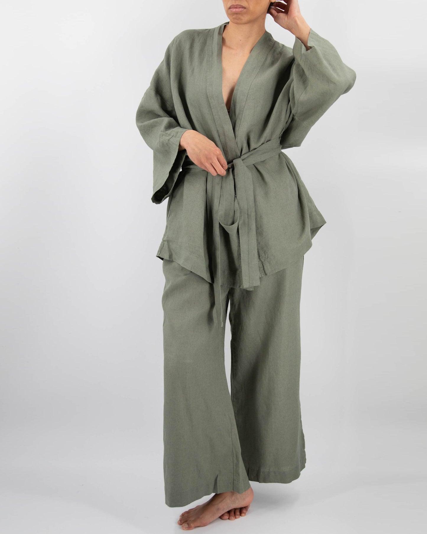 Linen Kimono Sleepwear Set