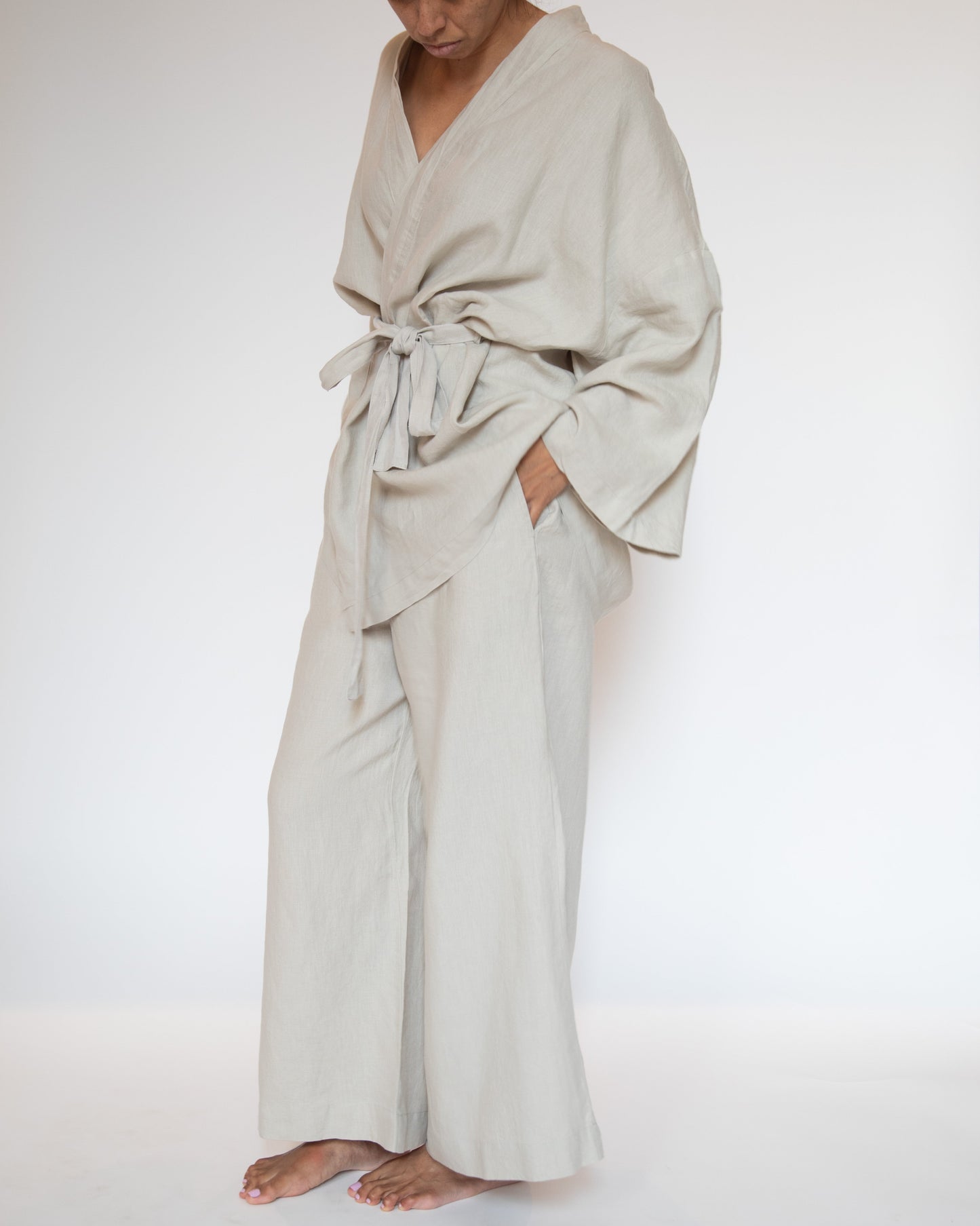 Linen Kimono Sleepwear Set